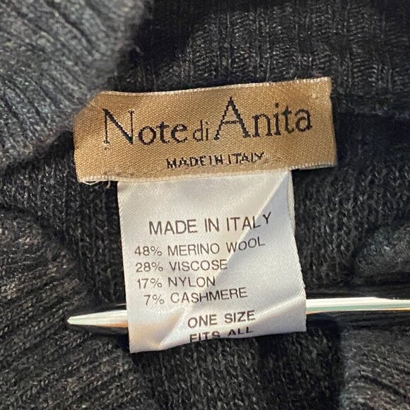 Note di Anita Merino Wool Cashmere Sweater Poncho Dolman Mock Neck One Size - Picture 5 of 5